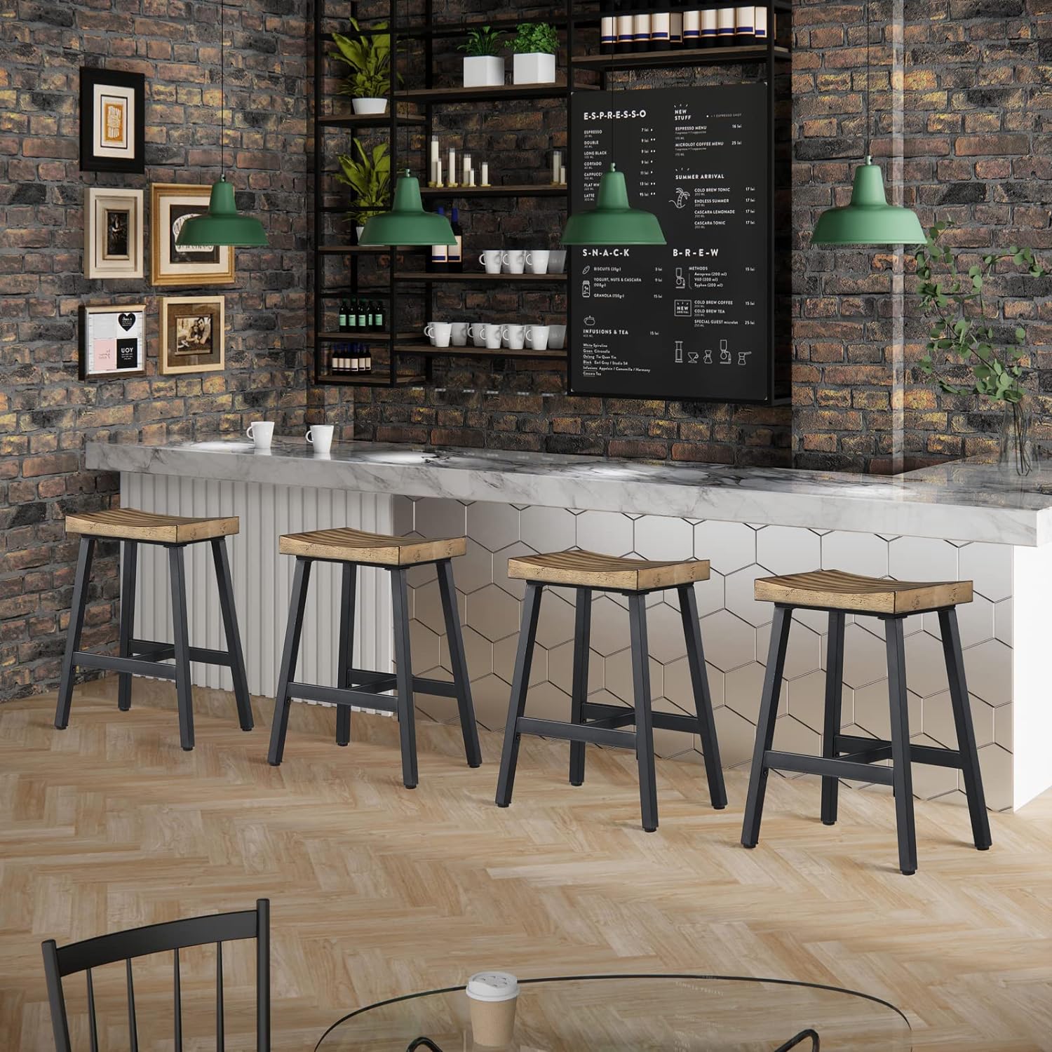 Rustic Industrial Wood Bar Stools （Set of 2）EXTRA 55%OFF AT CHECKOUT