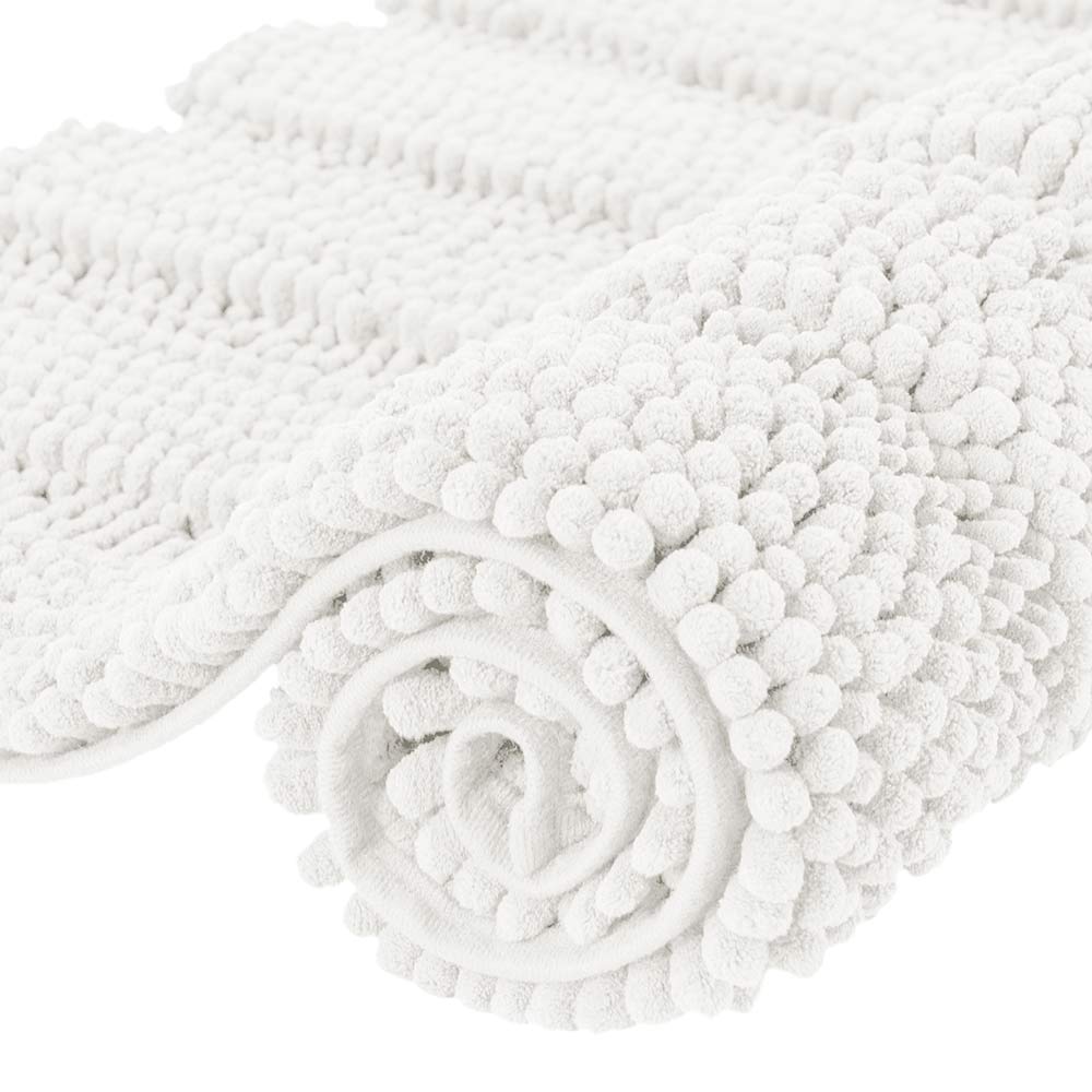 Chenille Extra Soft Striped Plush Bathroom Rugs[Family Pack]