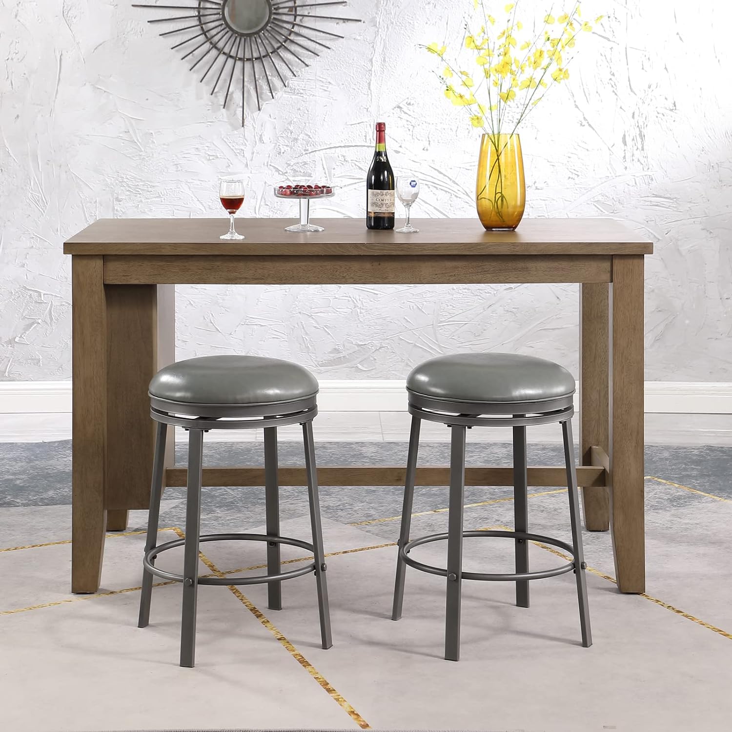 Backless Swivel Bar Height Stools （Set of 2）EXTRA 55%OFF AT CHECKOUT