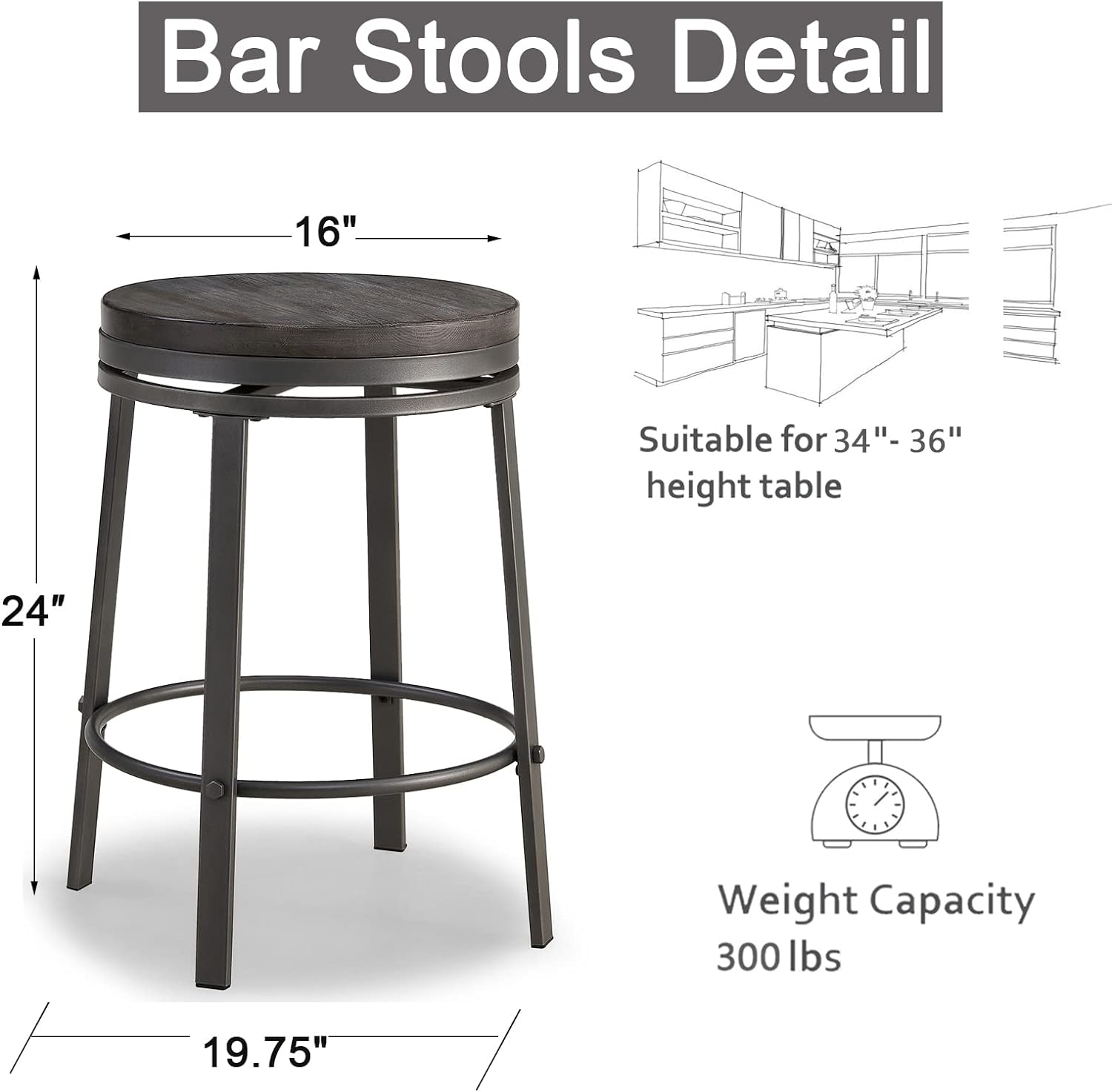 Vintage Inspired Swivel Bar Stools (EXTRA 55%OFF AT CHECKOUT)